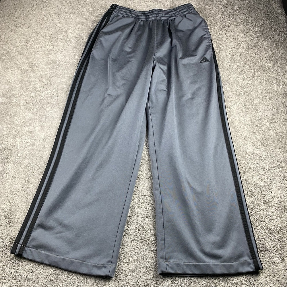 Adidas Athletic Sweat Pants Mens Medium Gray Black Stripes